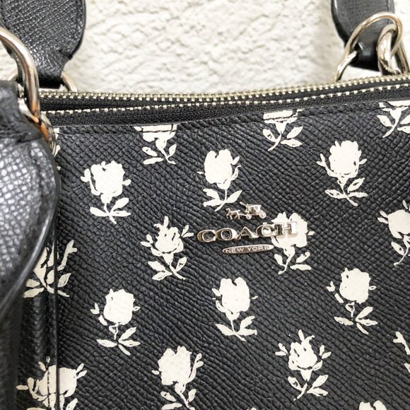 Coach Crosby Carryall Satchel in Floral Crossgrain Leather Crossbody Purse Bag - Picture 9 of 16